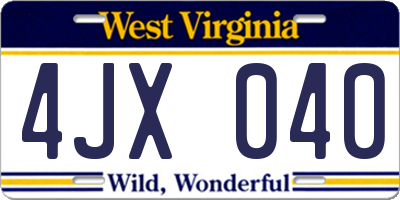 WV license plate 4JX040