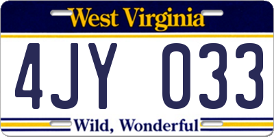WV license plate 4JY033