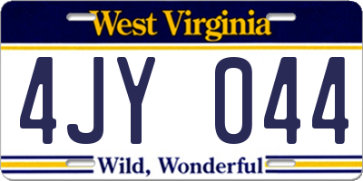 WV license plate 4JY044