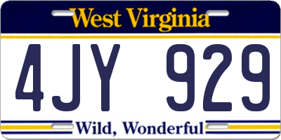 WV license plate 4JY929