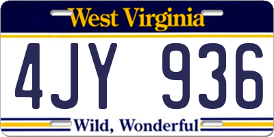 WV license plate 4JY936