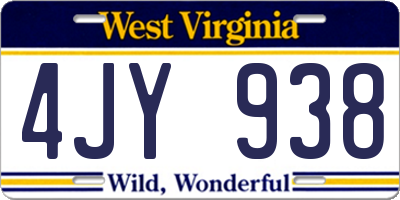 WV license plate 4JY938