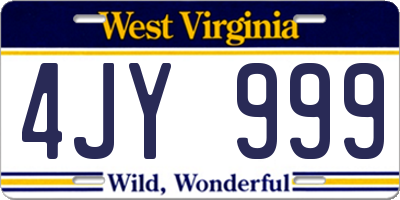 WV license plate 4JY999