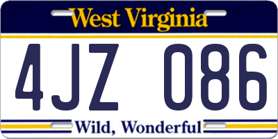 WV license plate 4JZ086