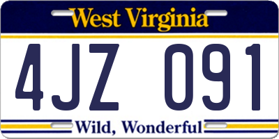WV license plate 4JZ091