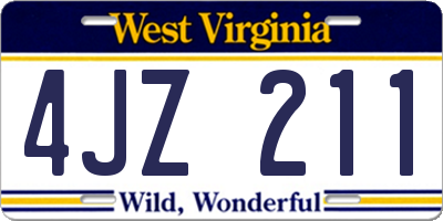 WV license plate 4JZ211