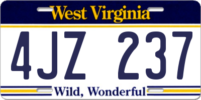 WV license plate 4JZ237