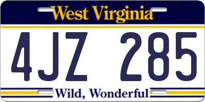 WV license plate 4JZ285