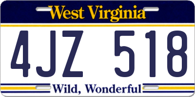WV license plate 4JZ518