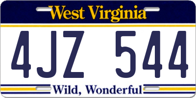 WV license plate 4JZ544