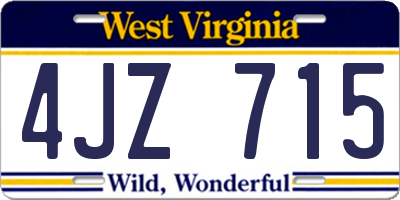 WV license plate 4JZ715