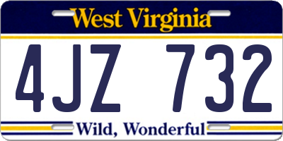 WV license plate 4JZ732