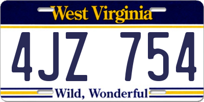 WV license plate 4JZ754
