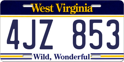WV license plate 4JZ853
