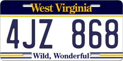 WV license plate 4JZ868