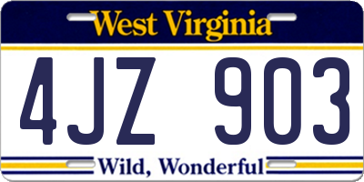 WV license plate 4JZ903