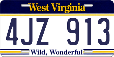 WV license plate 4JZ913
