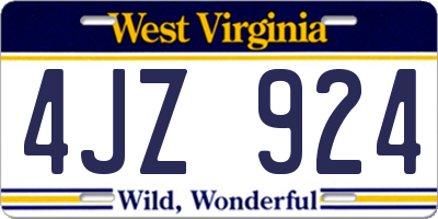 WV license plate 4JZ924