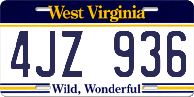 WV license plate 4JZ936