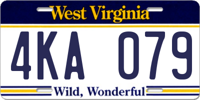 WV license plate 4KA079