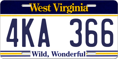 WV license plate 4KA366