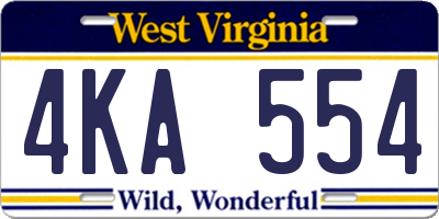 WV license plate 4KA554