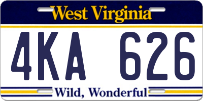 WV license plate 4KA626