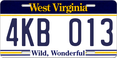 WV license plate 4KB013