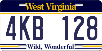 WV license plate 4KB128