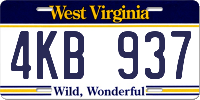 WV license plate 4KB937