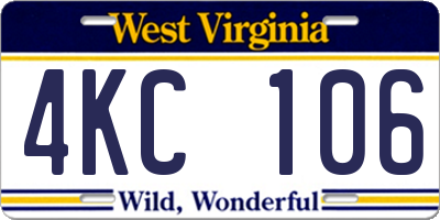 WV license plate 4KC106
