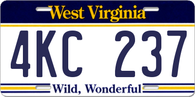 WV license plate 4KC237