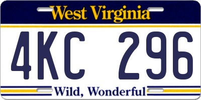 WV license plate 4KC296