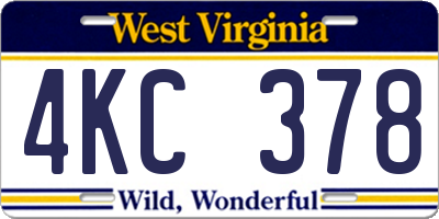 WV license plate 4KC378