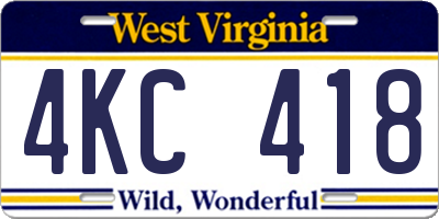 WV license plate 4KC418