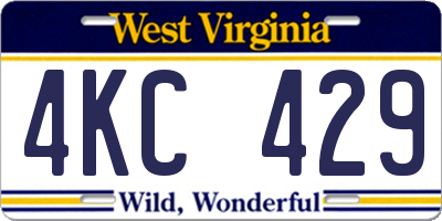 WV license plate 4KC429