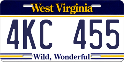 WV license plate 4KC455