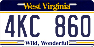 WV license plate 4KC860