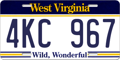 WV license plate 4KC967