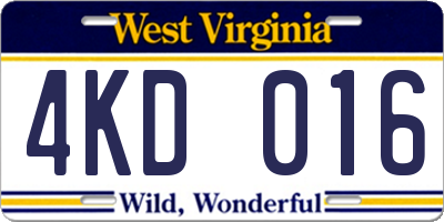 WV license plate 4KD016