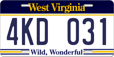 WV license plate 4KD031