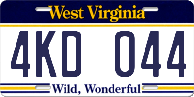 WV license plate 4KD044