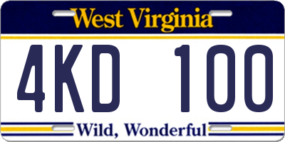 WV license plate 4KD100