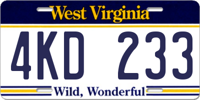 WV license plate 4KD233