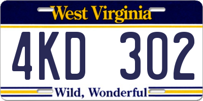 WV license plate 4KD302