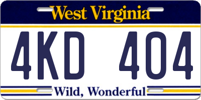 WV license plate 4KD404