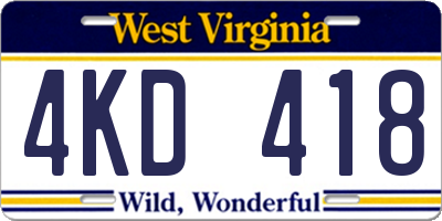 WV license plate 4KD418