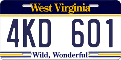 WV license plate 4KD601