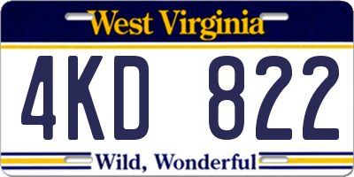 WV license plate 4KD822