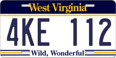 WV license plate 4KE112